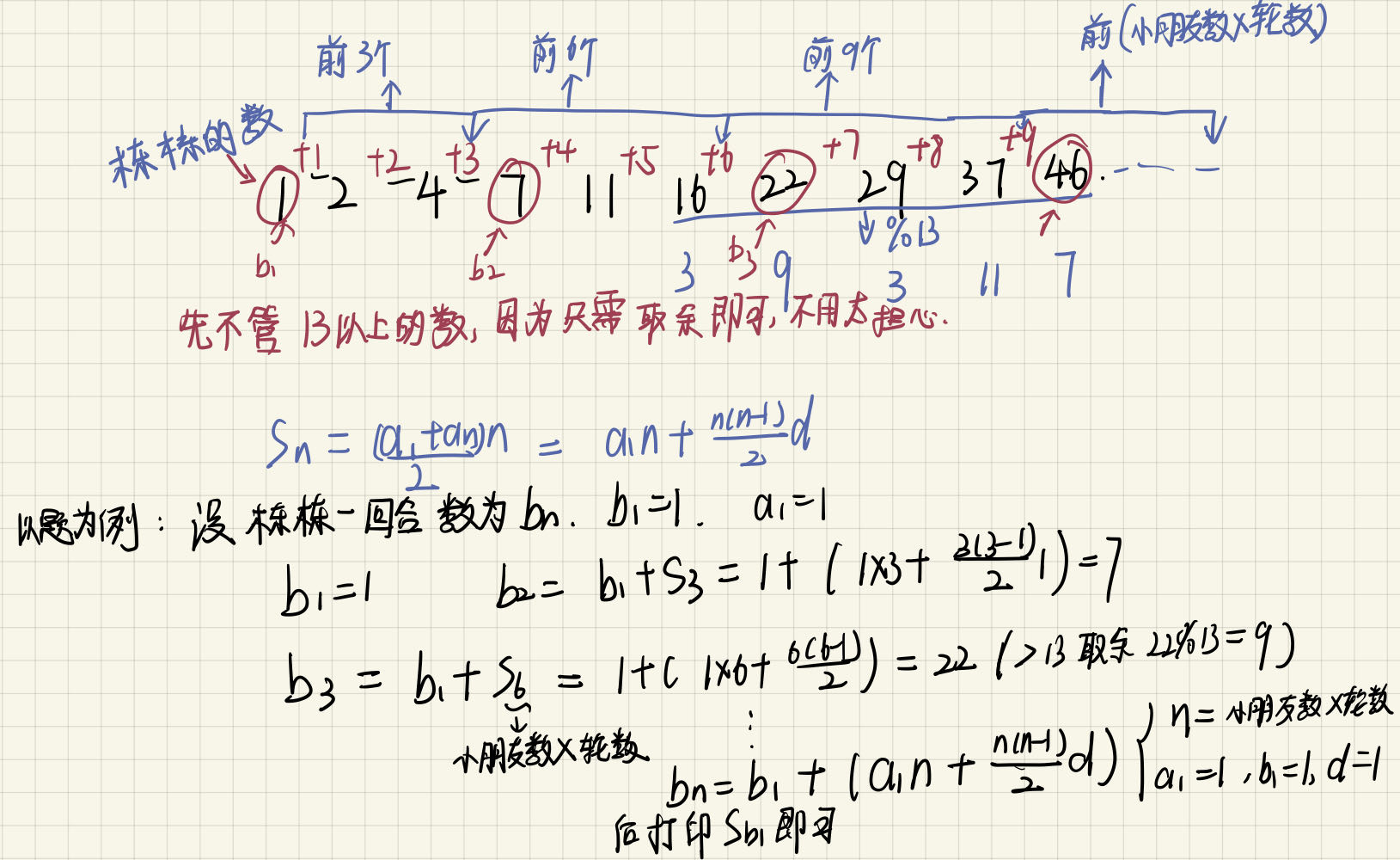 Python解决该问题，观察出等差数列的方法直接写出，较为简洁